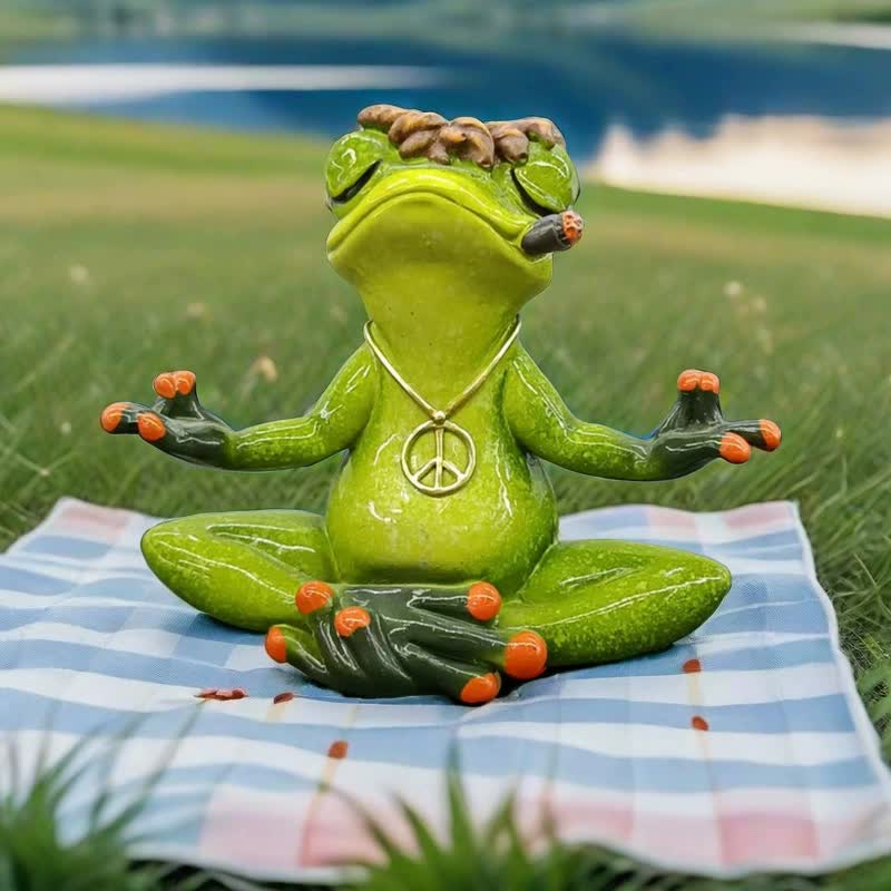 NNEDSZ Zen Frog Meditation Figurine - Peaceful Yoga Frog Statue-0