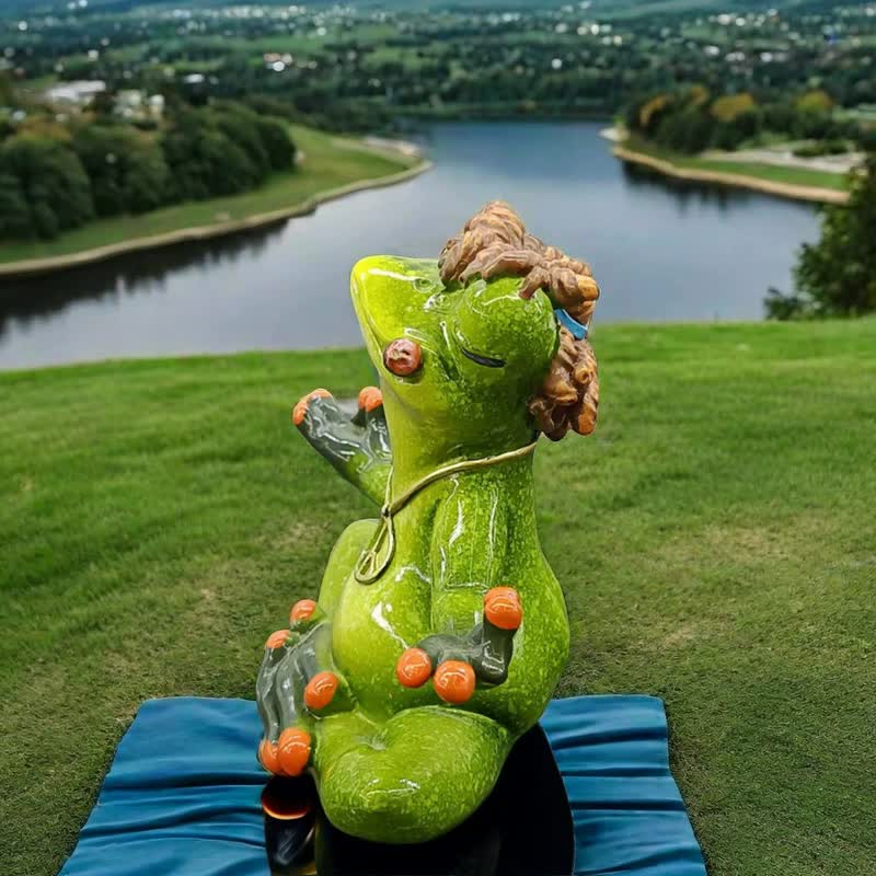 NNEDSZ Zen Frog Meditation Figurine - Peaceful Yoga Frog Statue-1