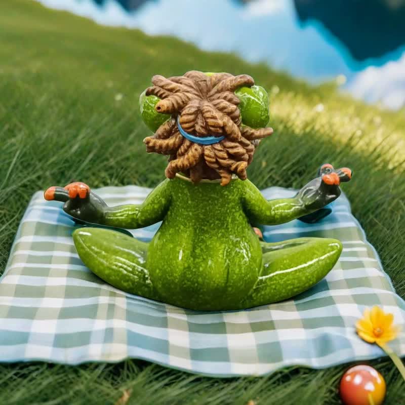 NNEDSZ Zen Frog Meditation Figurine - Peaceful Yoga Frog Statue-3