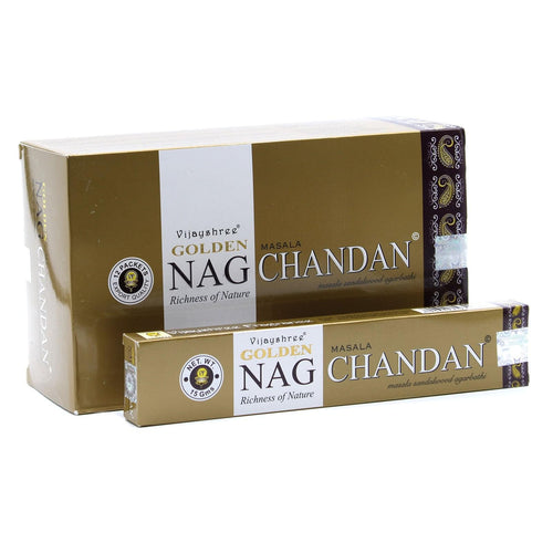 Chandan Genuine Golden Nag | Incense Sticks Joss 15g | Premium Scents | Fragrance | Hand Rolled | Yoga | Aromatherapy | Meditation-0